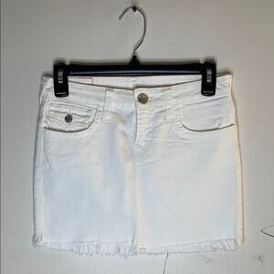True Religion White Distressed Cotton Blend Denim Laylaa Skirt Size 14